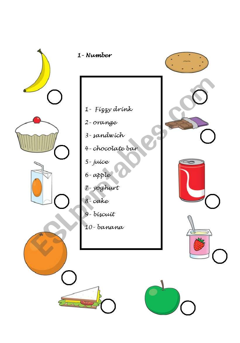 food matching worksheet