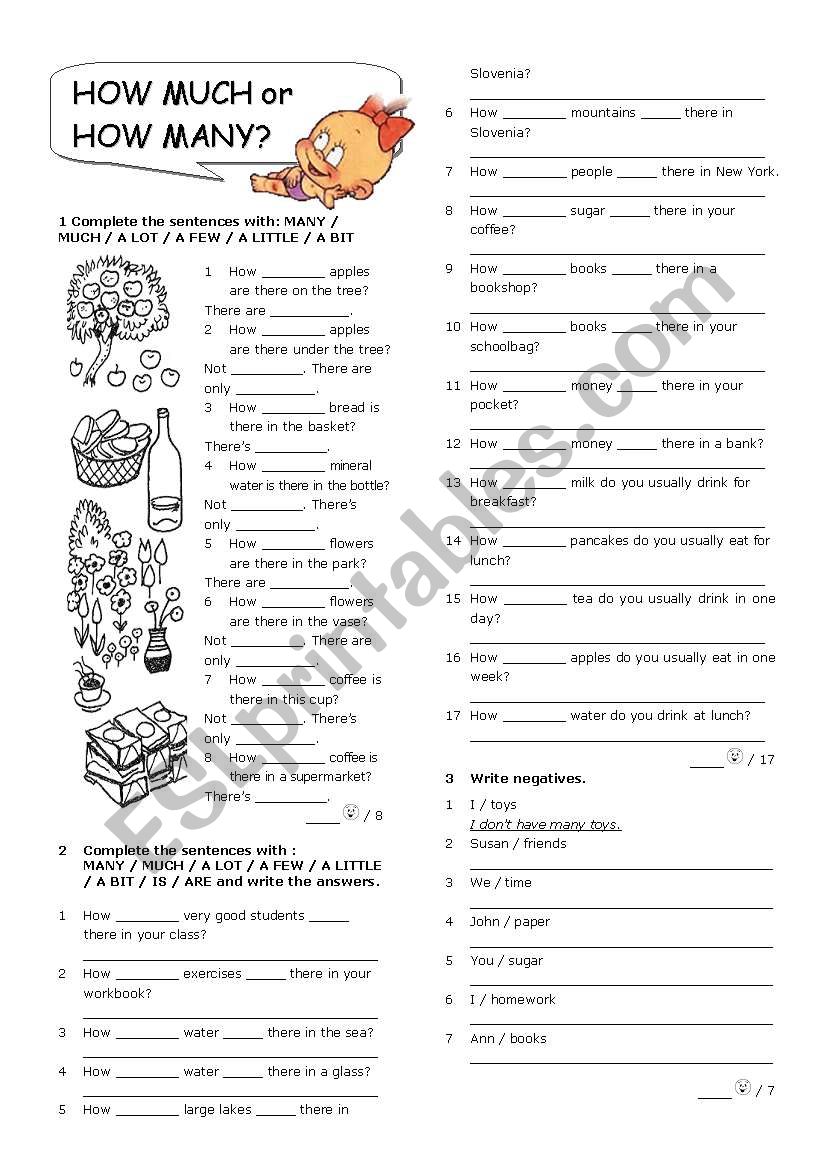 How much or how many? worksheet
