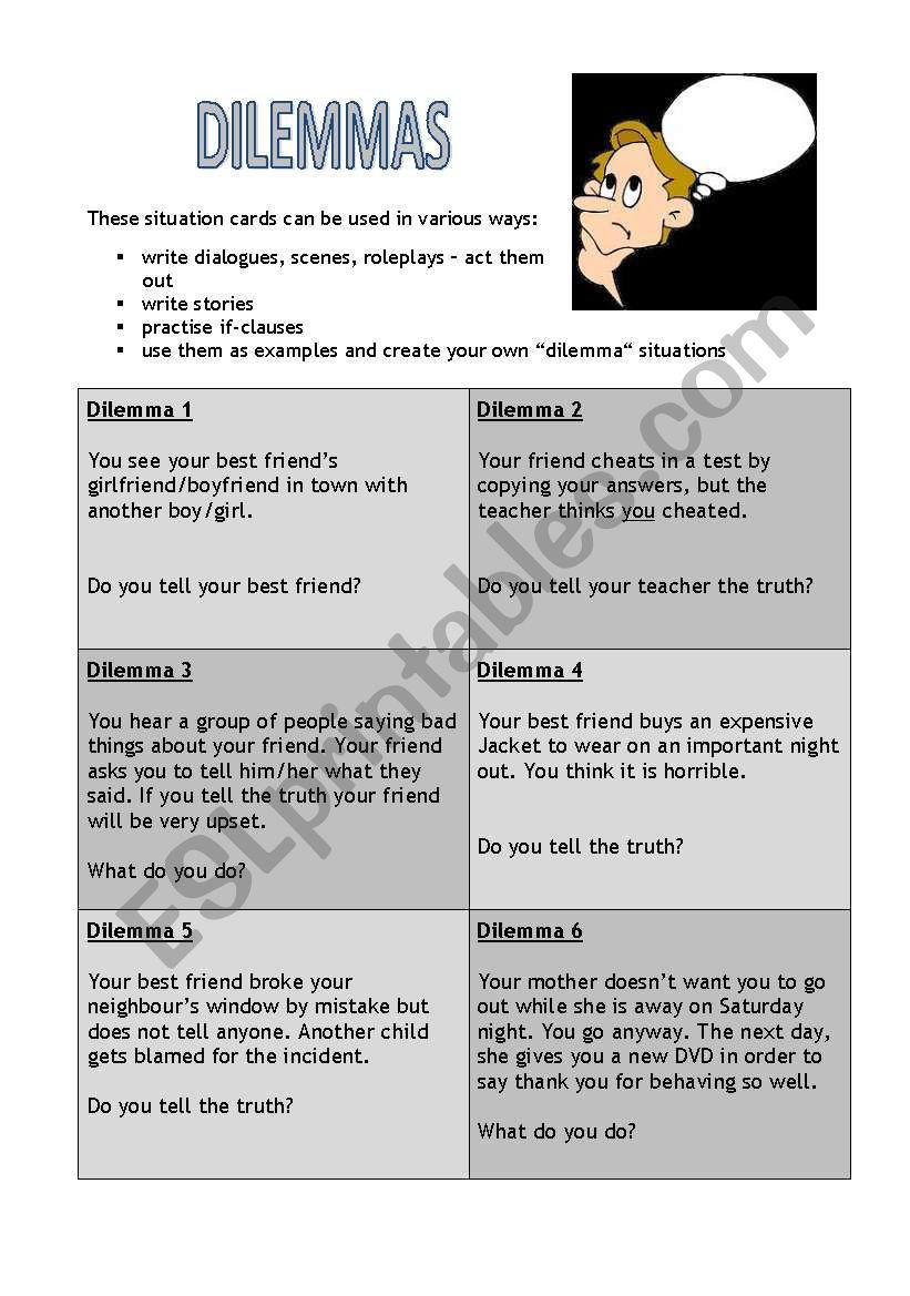 Dilemmas worksheet