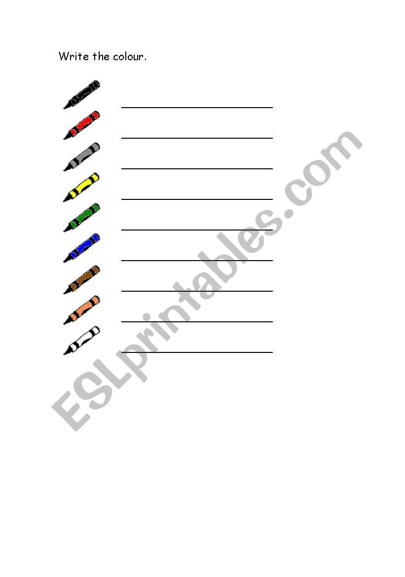 Write the colour worksheet