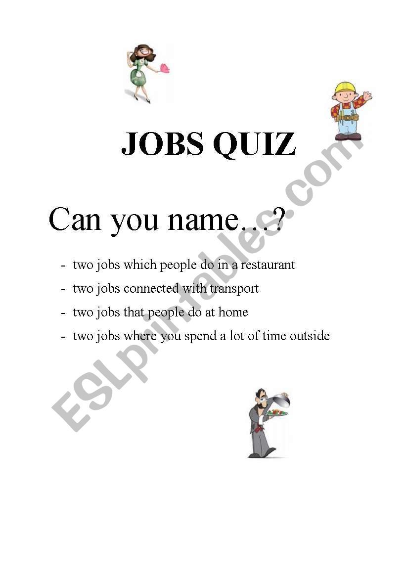 jobs quiz worksheet