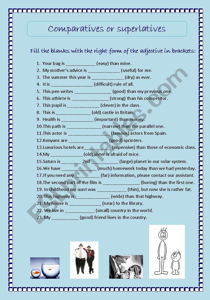 comparatives worksheet