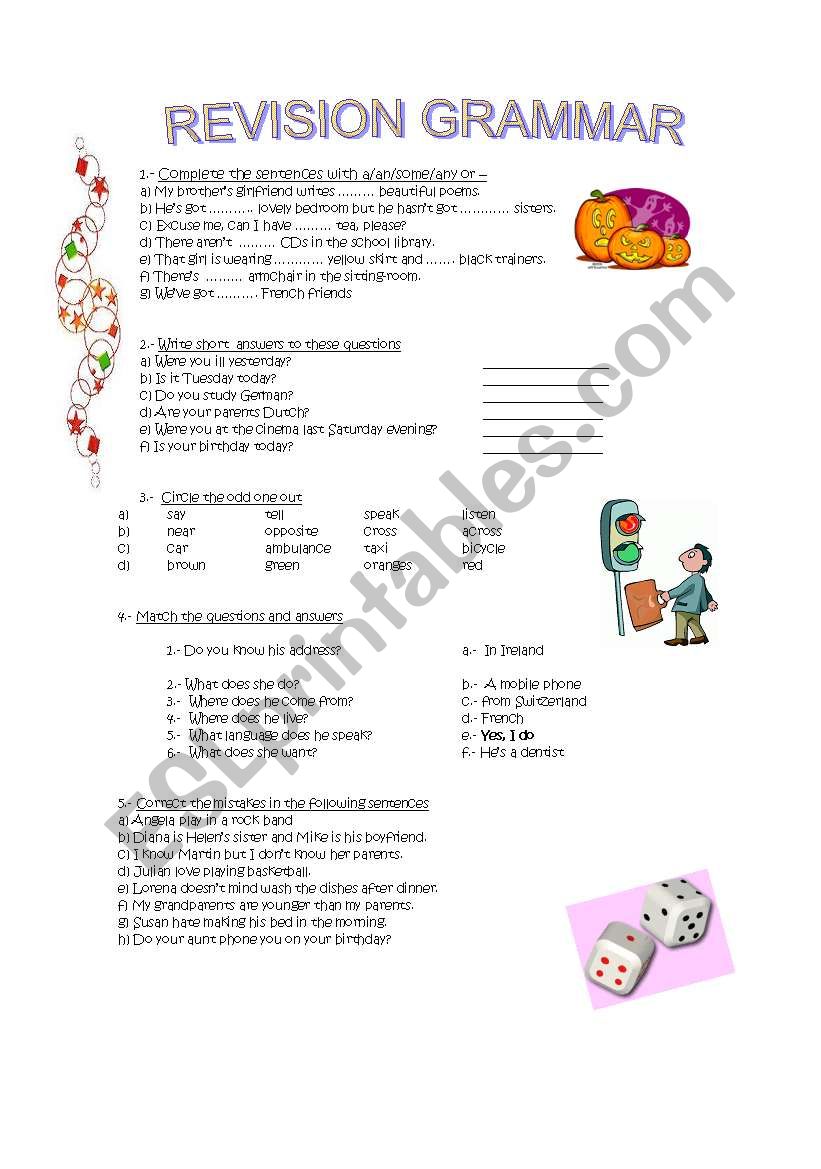 REVISION GRAMMAR worksheet