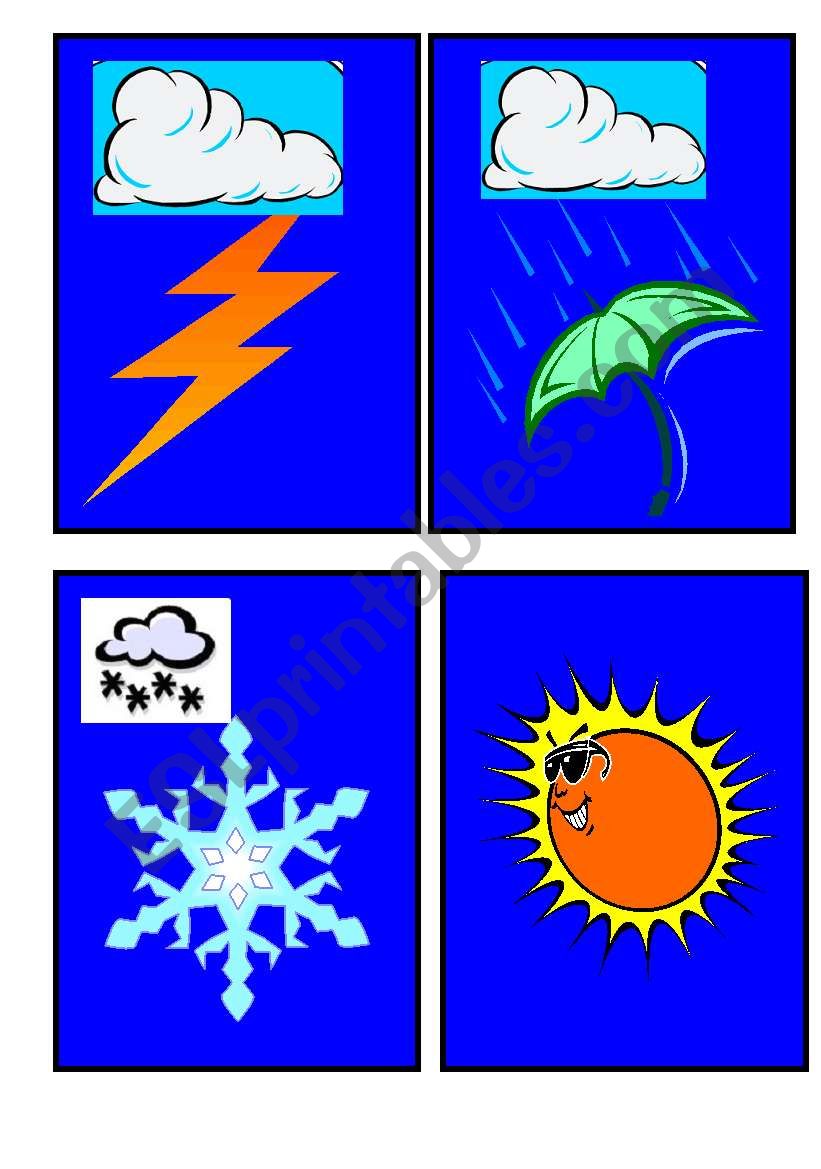 Weather flash cards worksheet