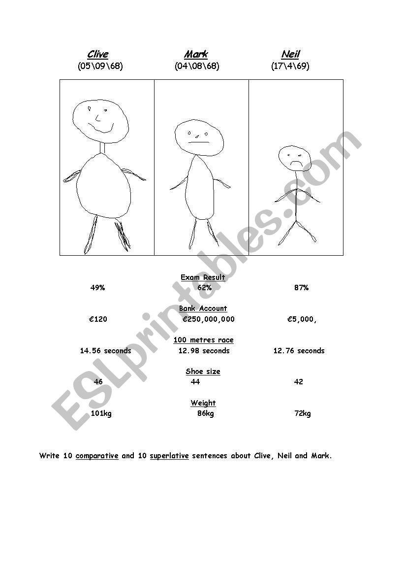 comparatives and superlatives worksheet