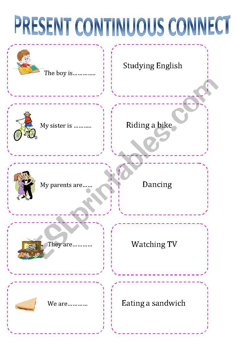 Present Continuous connect worksheet