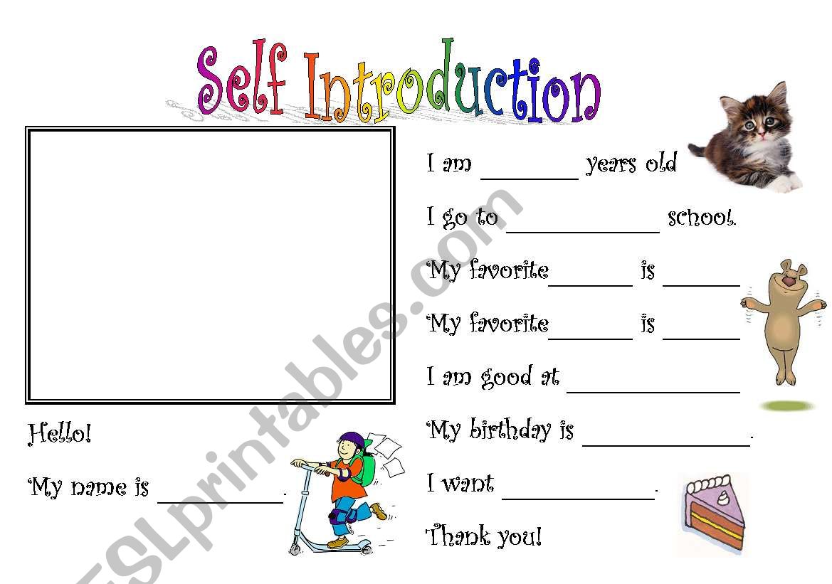 Self- Introduction 1 worksheet