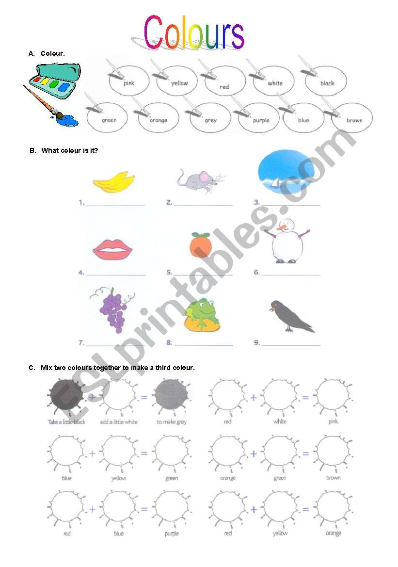 COLOURS worksheet