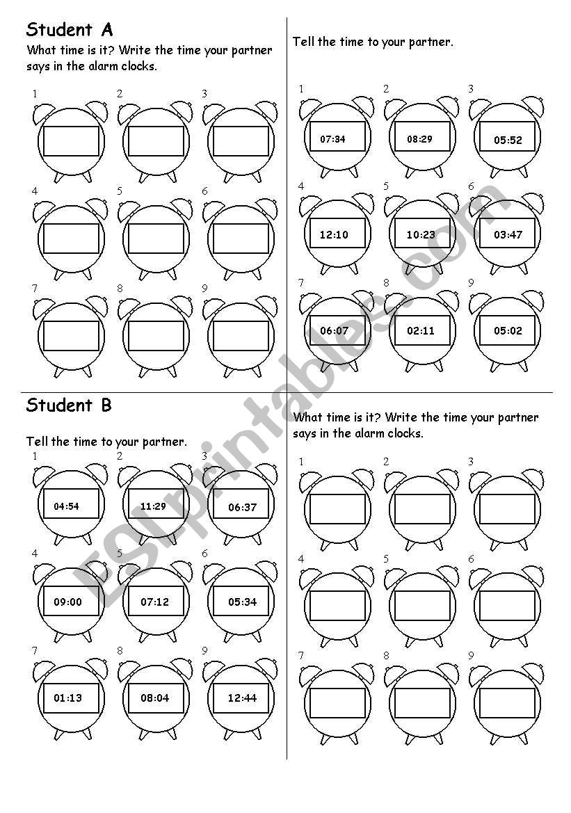 Telling the time worksheet