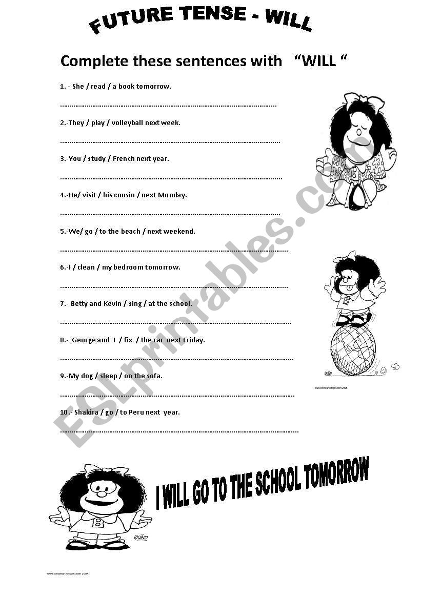 FUTURE  TENSE WILL worksheet