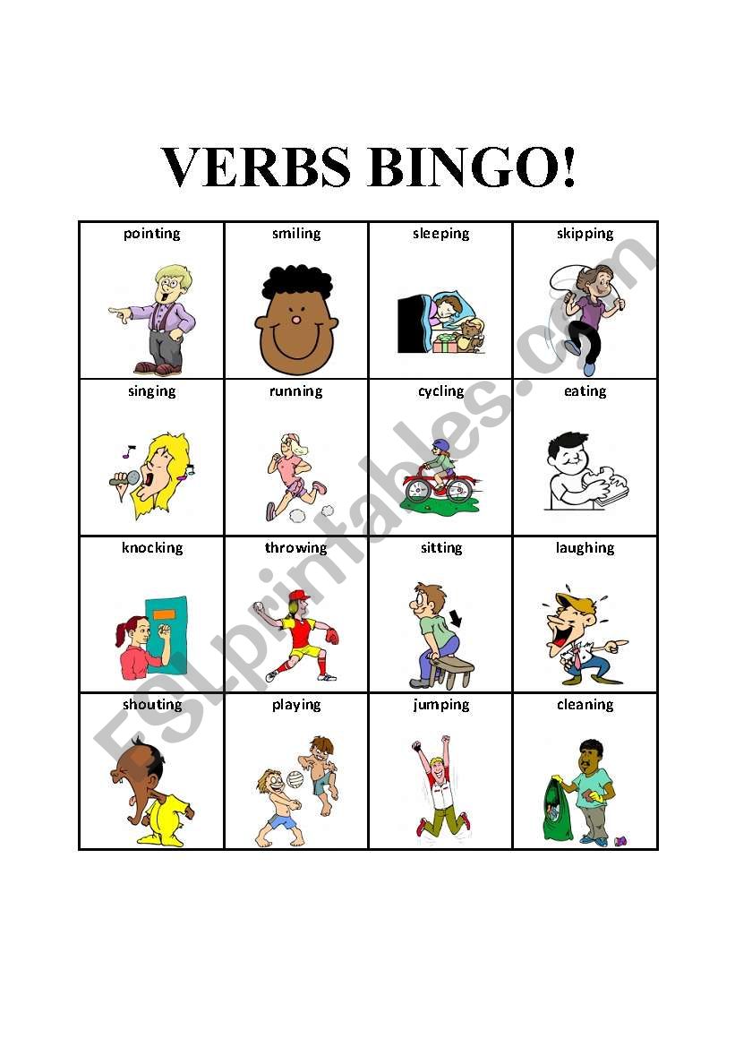  Verbs Bingo worksheet