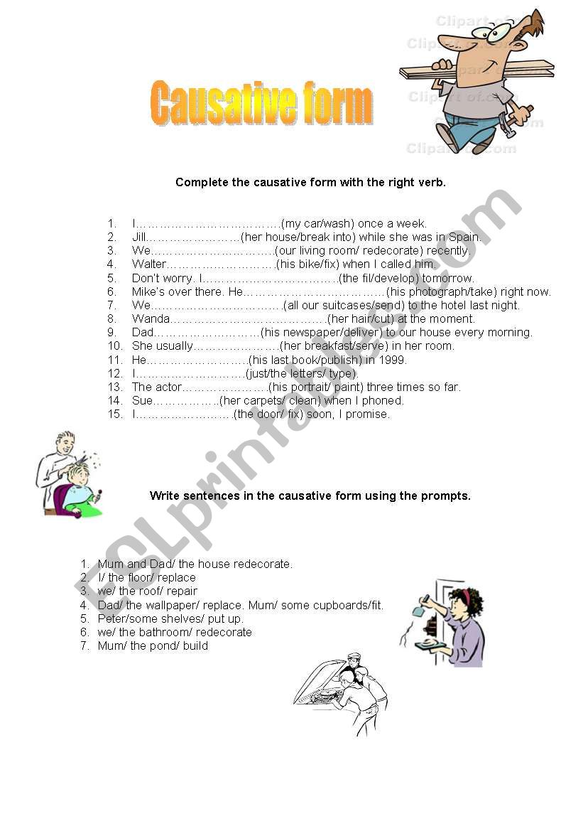 CAUSATIVE FORM worksheet