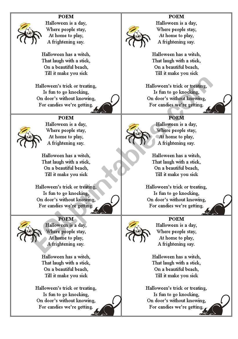 Halloween Poem (6 sheets) worksheet