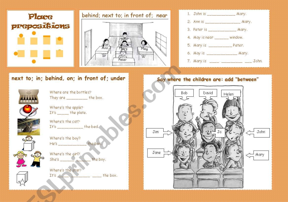 PLACE PREPOSITIONS worksheet