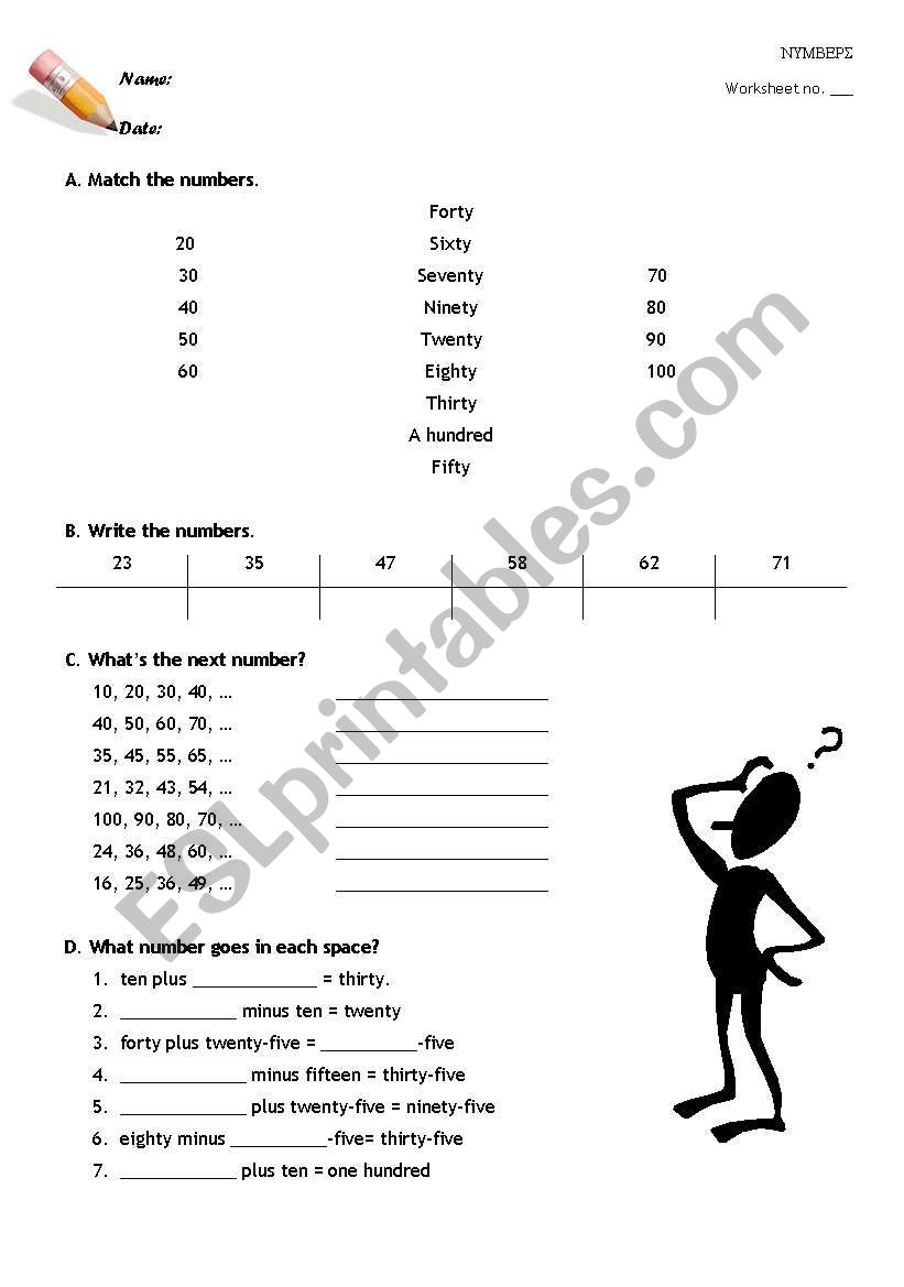 Numbers worksheet