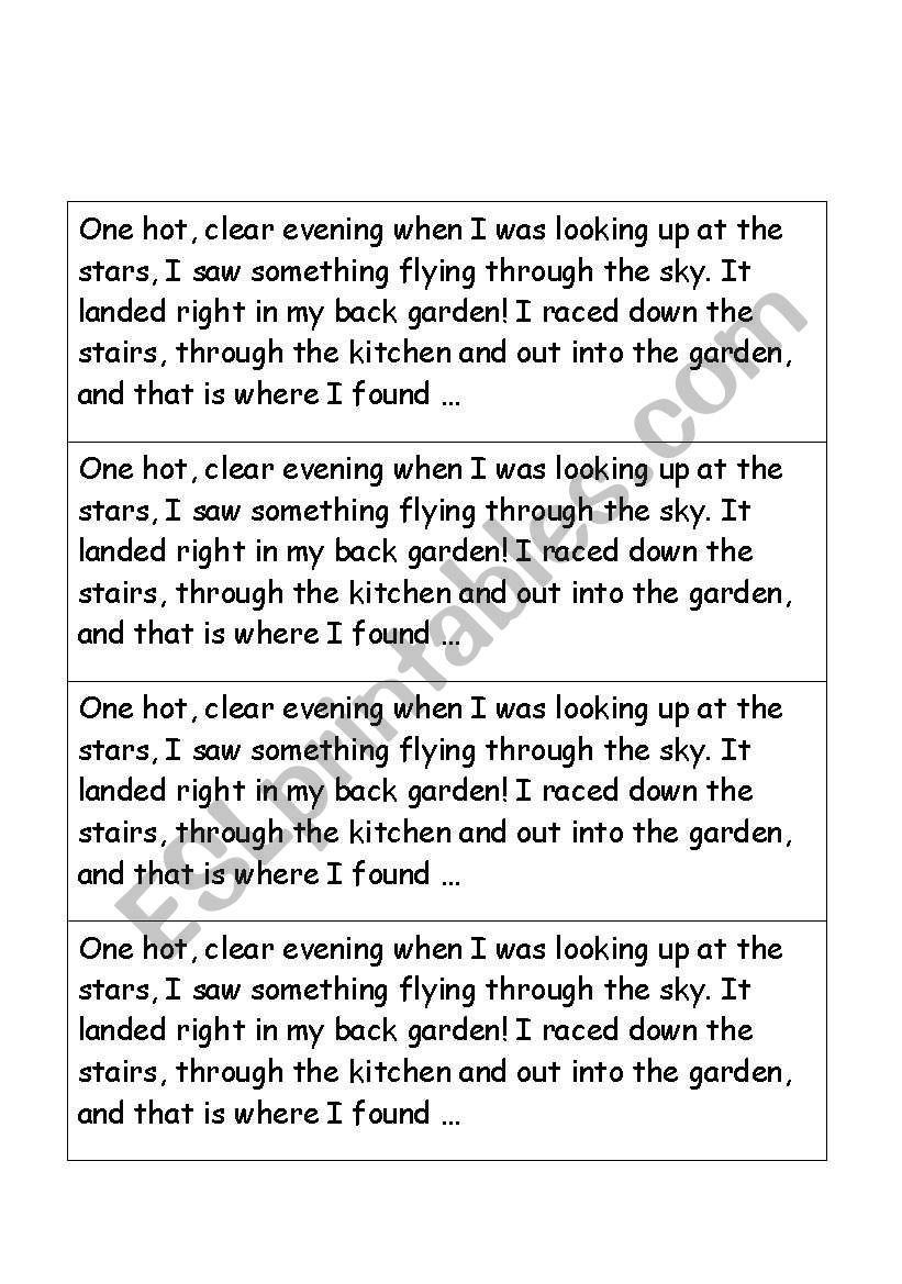 Adjectives story starter worksheet