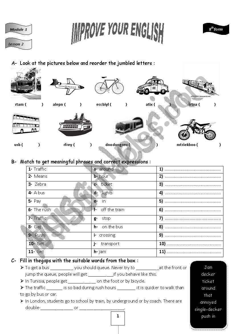 Transport worksheet