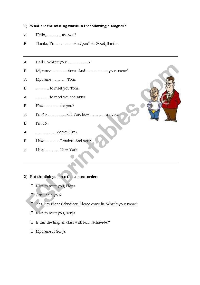 Introducing, first contact worksheet
