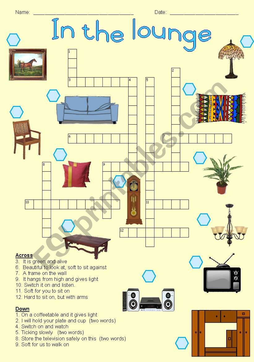 In the lounge - Crossword puzzle