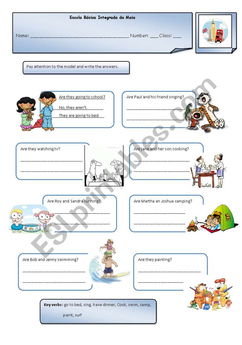 Present continuous worksheet