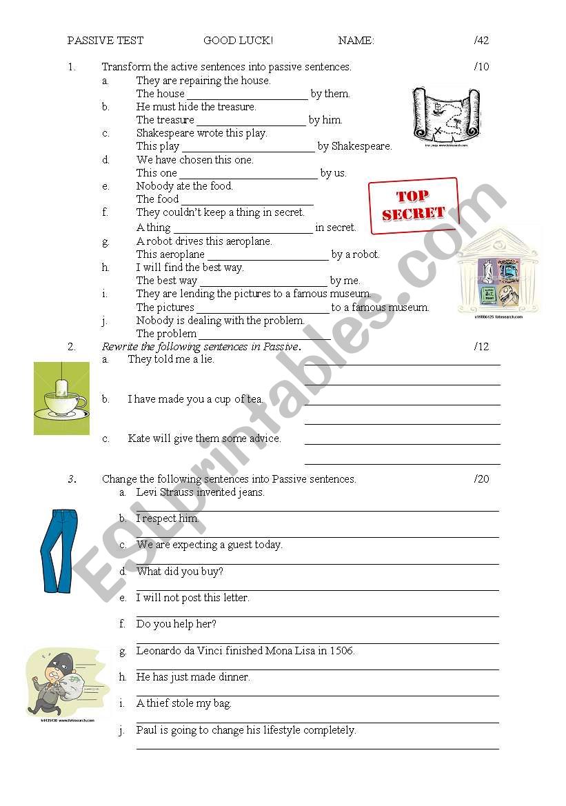 Passive test worksheet