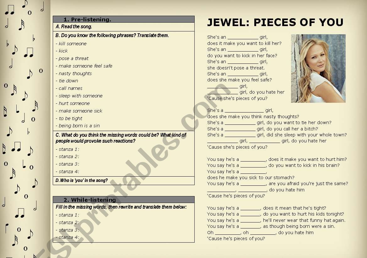 Lessons with Music 1: PREJUDICE (Jewel: Pieces of you)