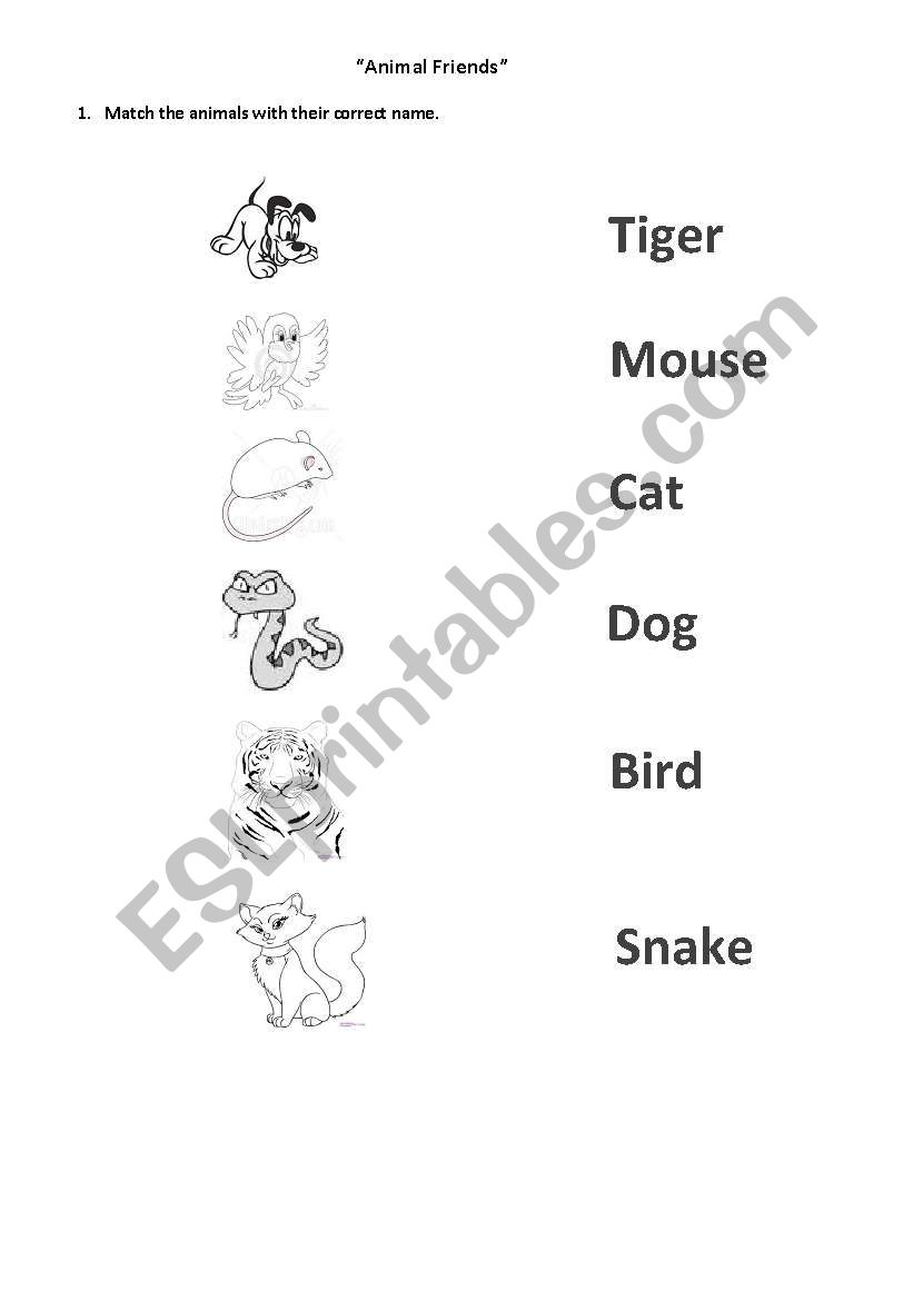 animal friends worksheet