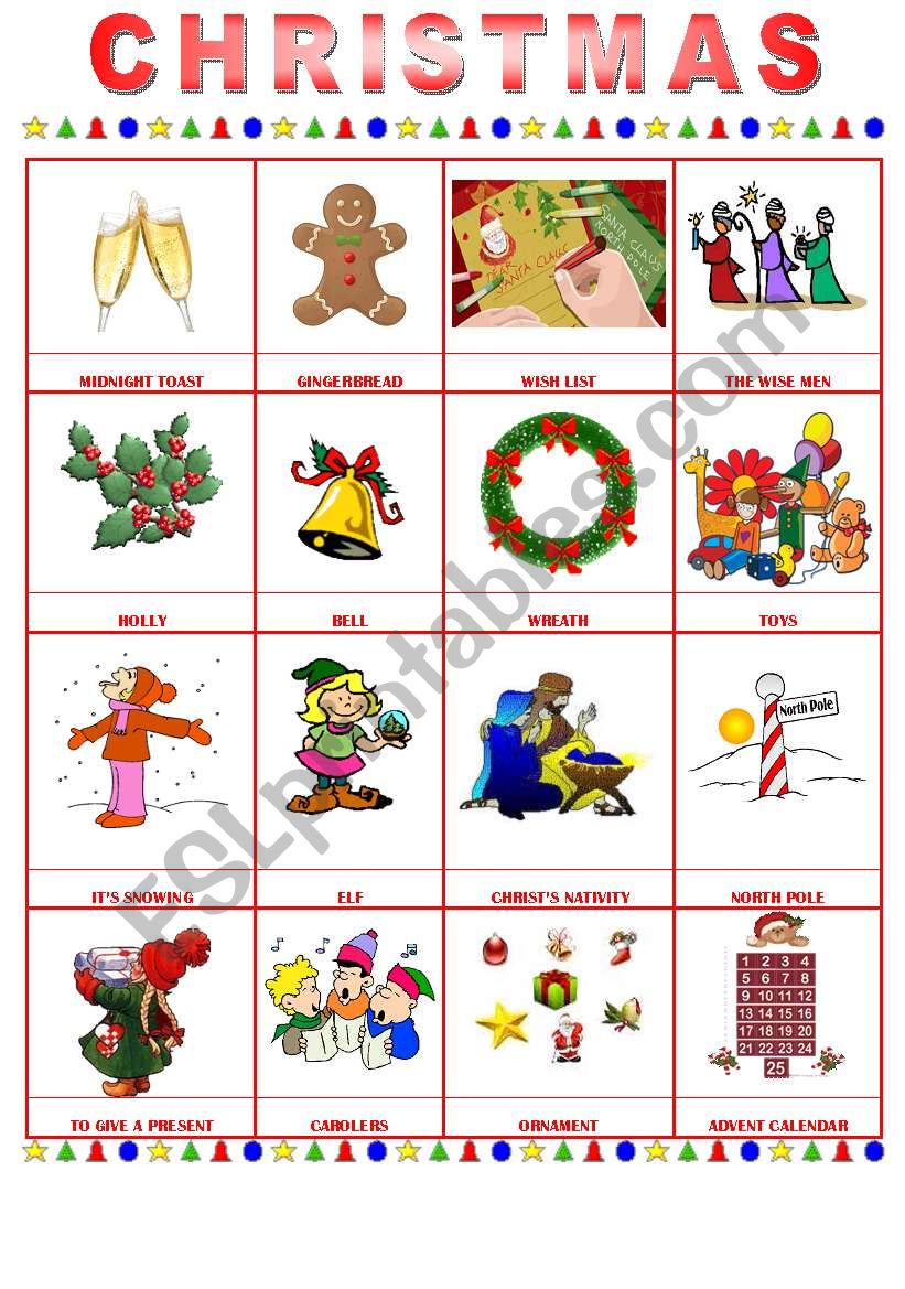 christmas vocabulary 1 worksheet