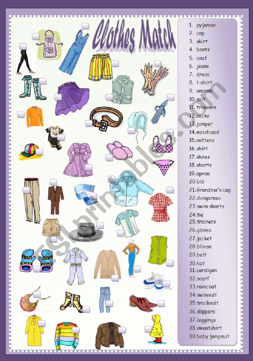 Clothes worksheet