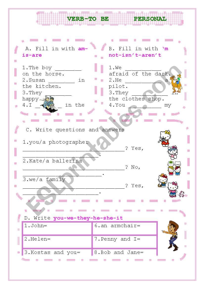 to be-personal pronouns worksheet