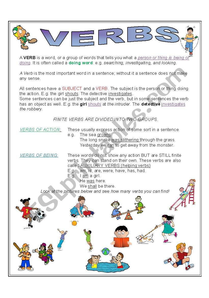 Verbs worksheet