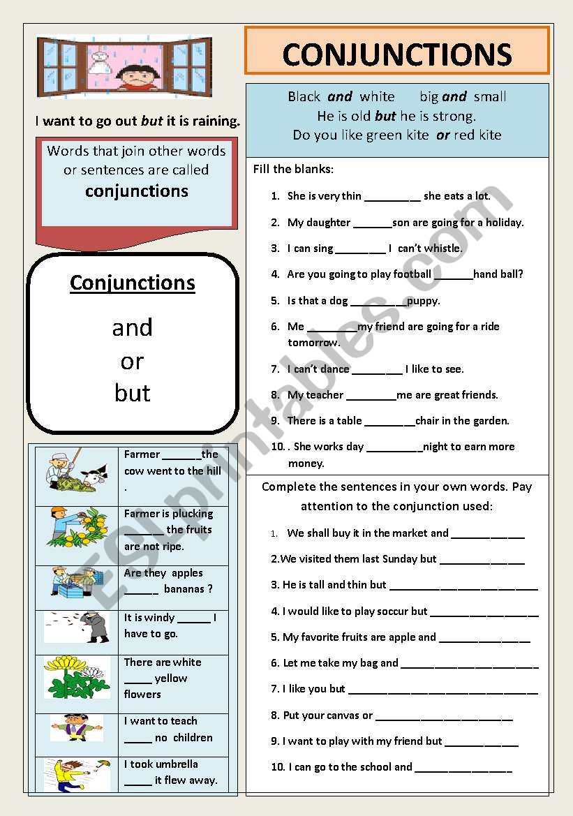 CONJUNCTIONS worksheet