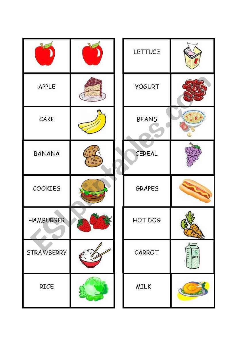 food dominoes worksheet