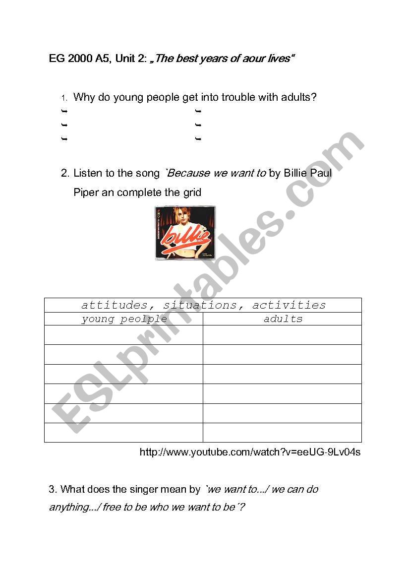 Generation gap worksheet