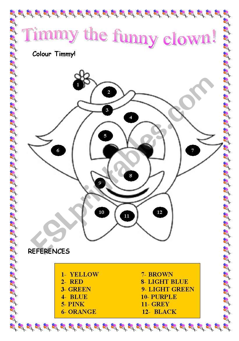 Timmy the funny clown! Colour Activity!