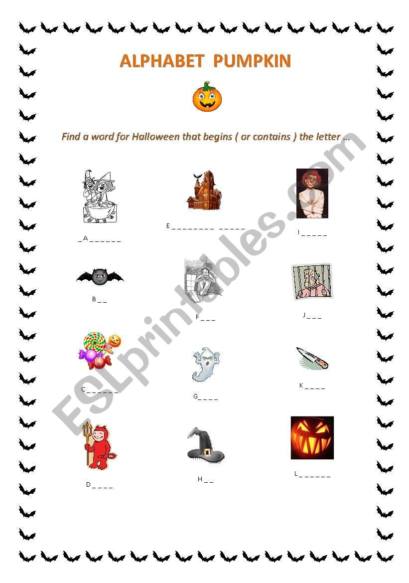 ALPHABET PUMPKIN worksheet