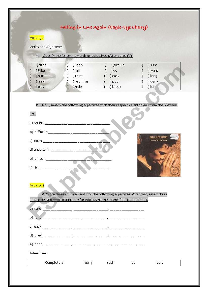  Song Activity - Intermediate Level - Falling in Love Again by Eagle-Eye Cherry