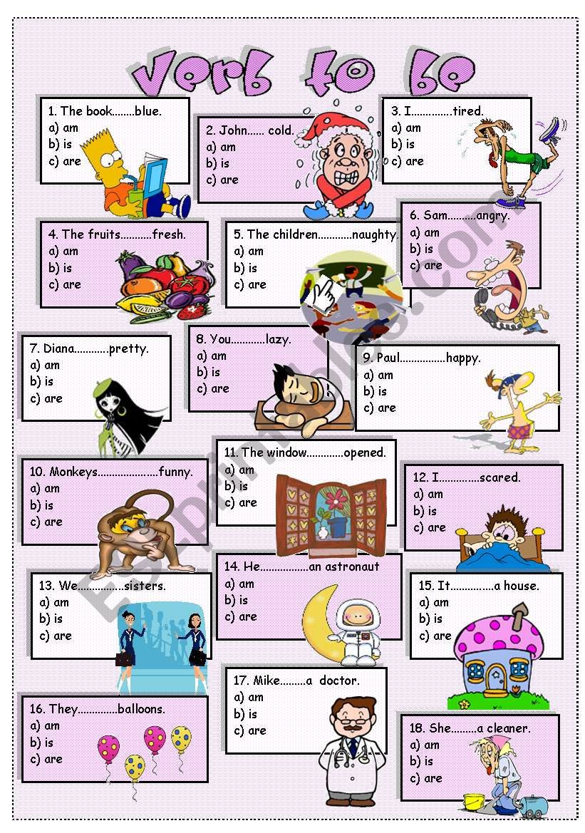 verb to be worksheet