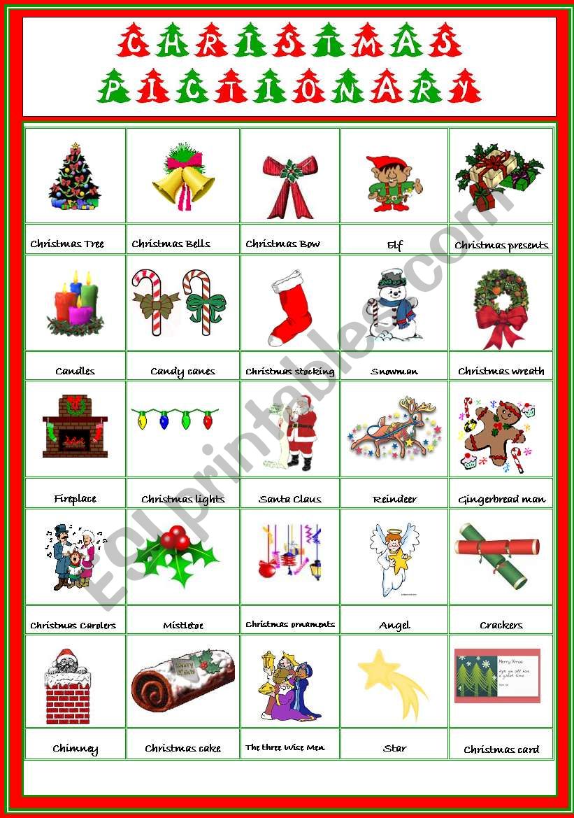 Christmas Pictionary worksheet