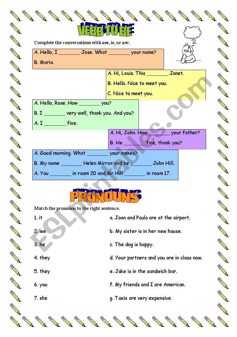 Verb to be worksheet