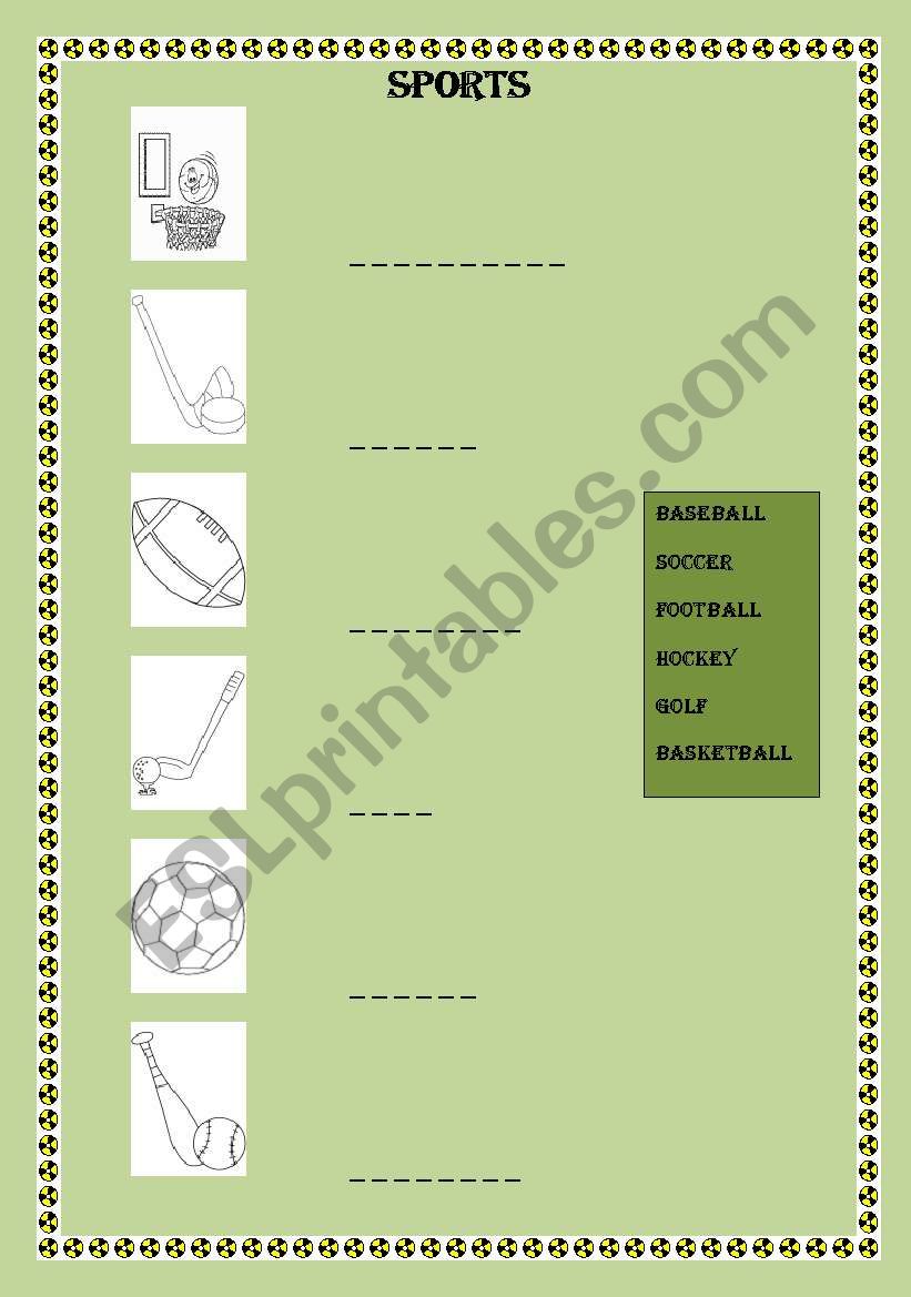 Sports worksheet