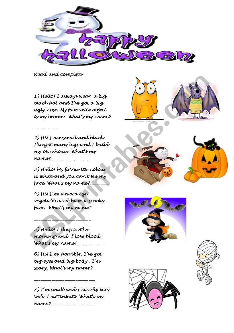 Halloween worksheet