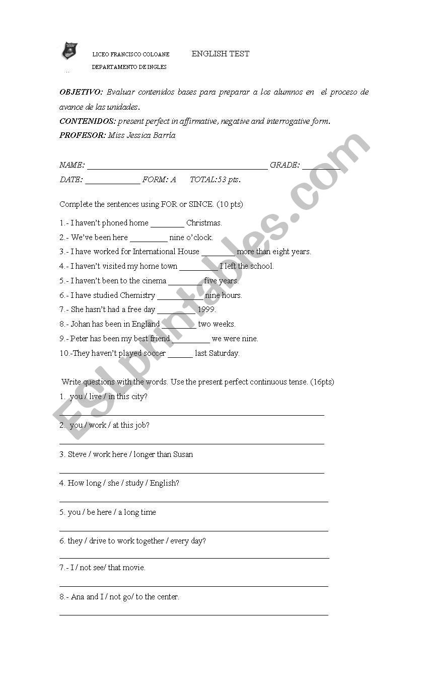 present perfect tense worksheet