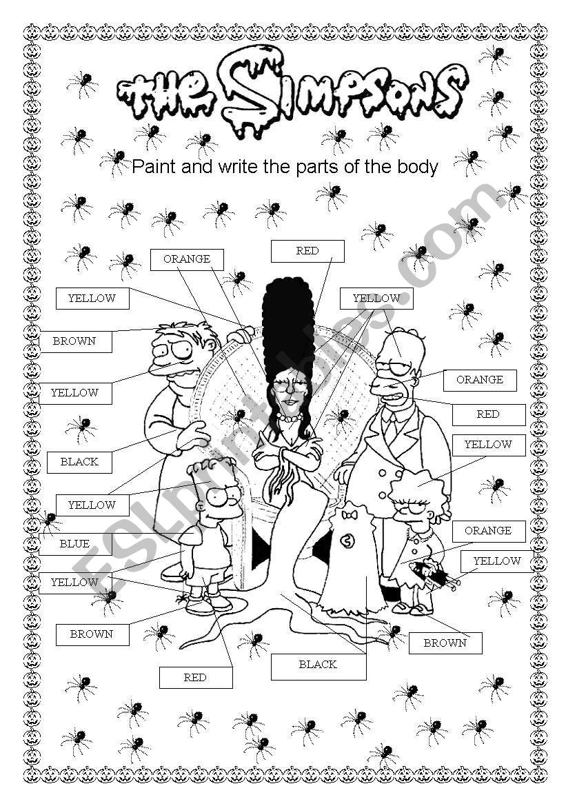 The Simpsons Family Halloween worksheet