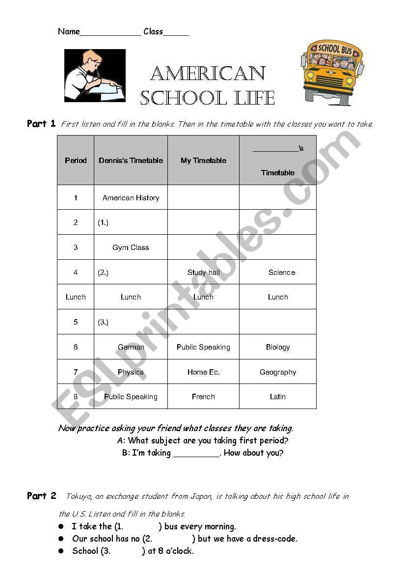 American High School Lesson worksheet