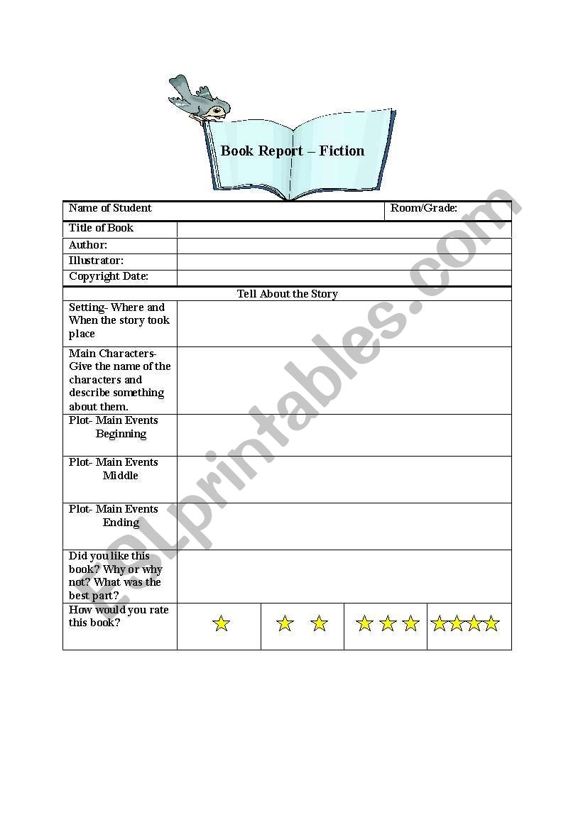 Book report worksheet