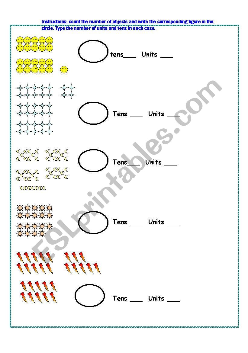 tens and units worksheet