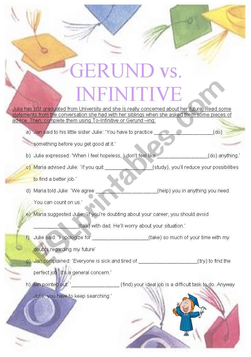 Gerund vs. Infinite worksheet