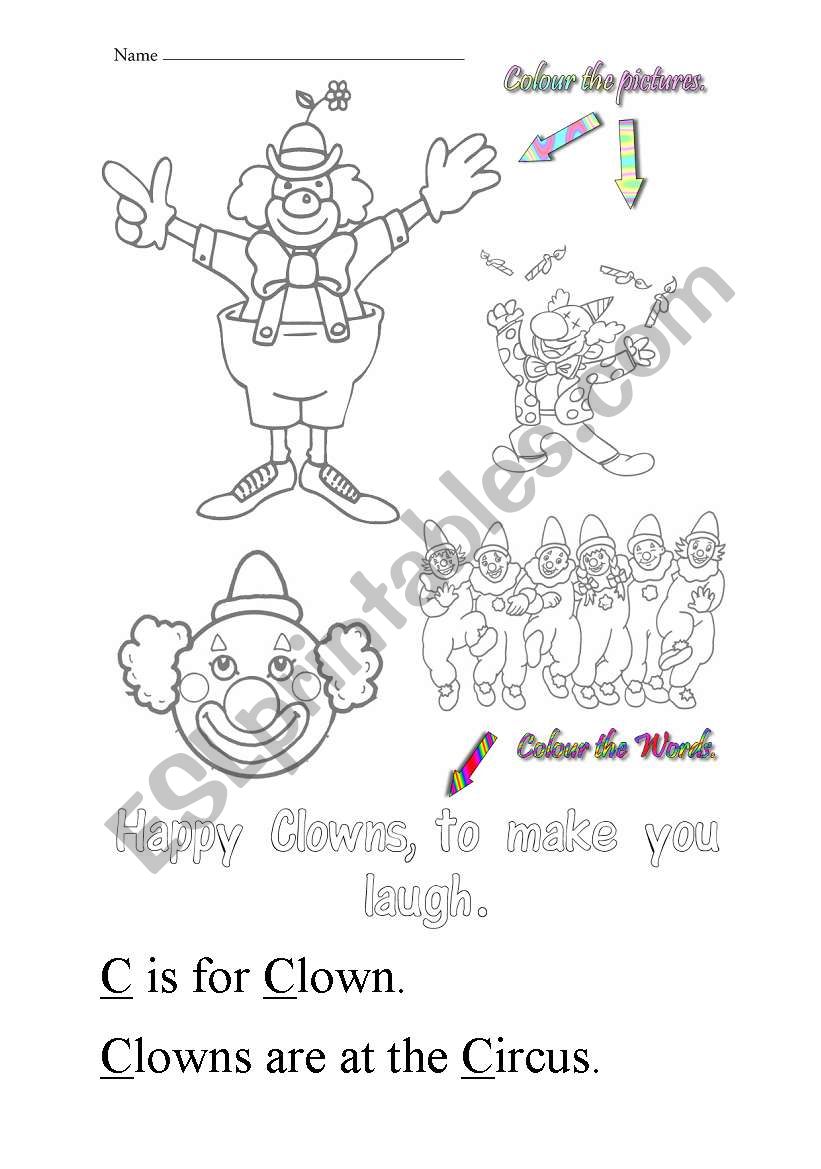 C is for clown worksheet