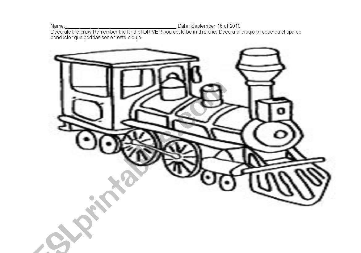 Means of transportation worksheet